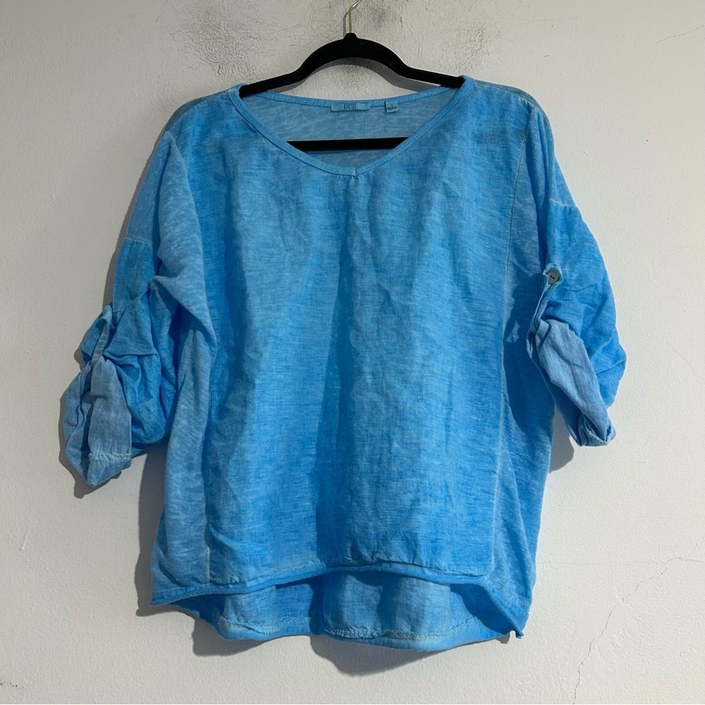 Kaktus Marilyn Linen Roll Tab Top Small Coastal Beach Lagenlook Lightweight